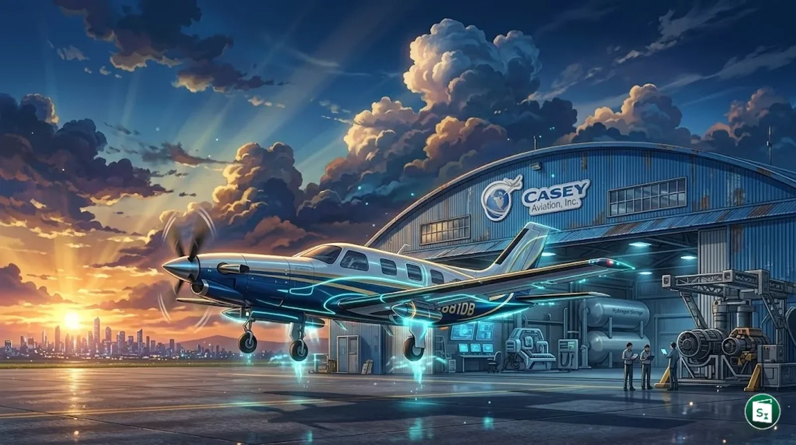 Aerial representation of a hybrid jump take-off aircraft system